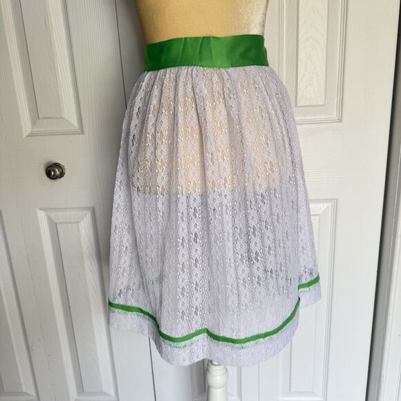 VINTAGE APRON LACE WHITE END GREEN COLOR - Picture 9 of 12